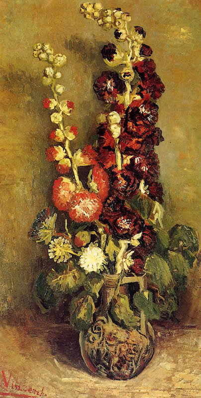 Vincent van Gogh Vase with Hollyhocks